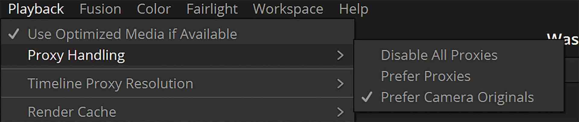 proxy handling options in a playback menu digital production Proxy handling options in a playback menu