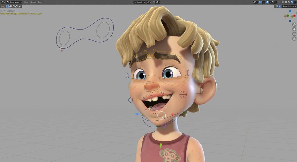 a 3d animated character model of a young boy with blonde tousled hair and a bright smile he has blue eyes and is wearing a sleeveless shirt the character is posed against a neutral background showcasing detailed facial features and expression digital production https://studio.blender.org/files/cache/a6/15/a615281f1534e0ce744c1e997f61900f.jpg