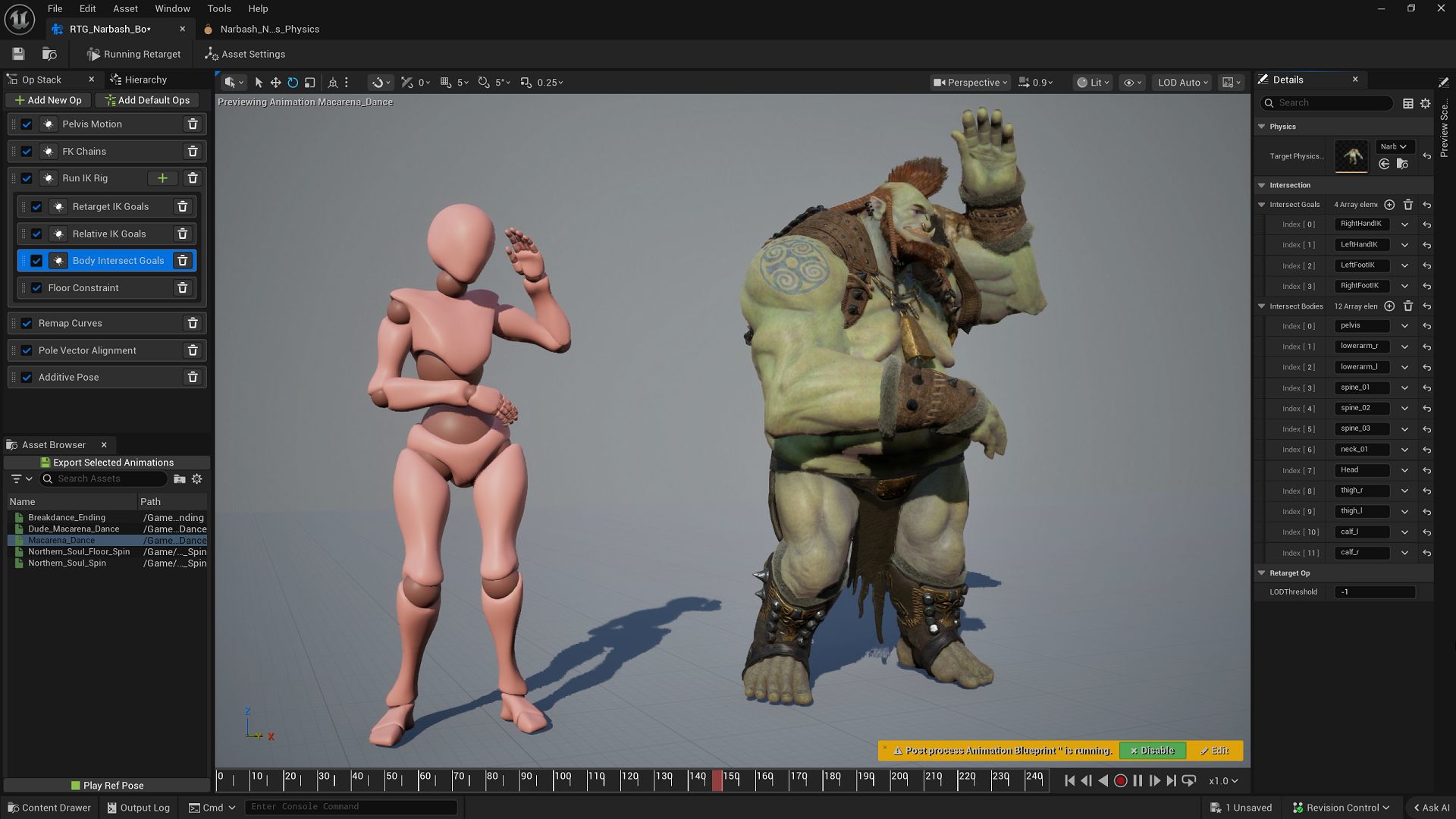 a 3d modeling software interface displaying a pink humanoid figure and a muscular greenskinned character the humanoid figure stands with one hand on its head while the other character wearing armor poses with a raised hand the background features various tools and panels digital production A 3D modeling software interface displaying a pink humanoid figure and a muscular, green-skinned character. The humanoid figure stands with one hand on its head, while the other character, wearing armor, poses with a raised hand. The background features various tools and panels.