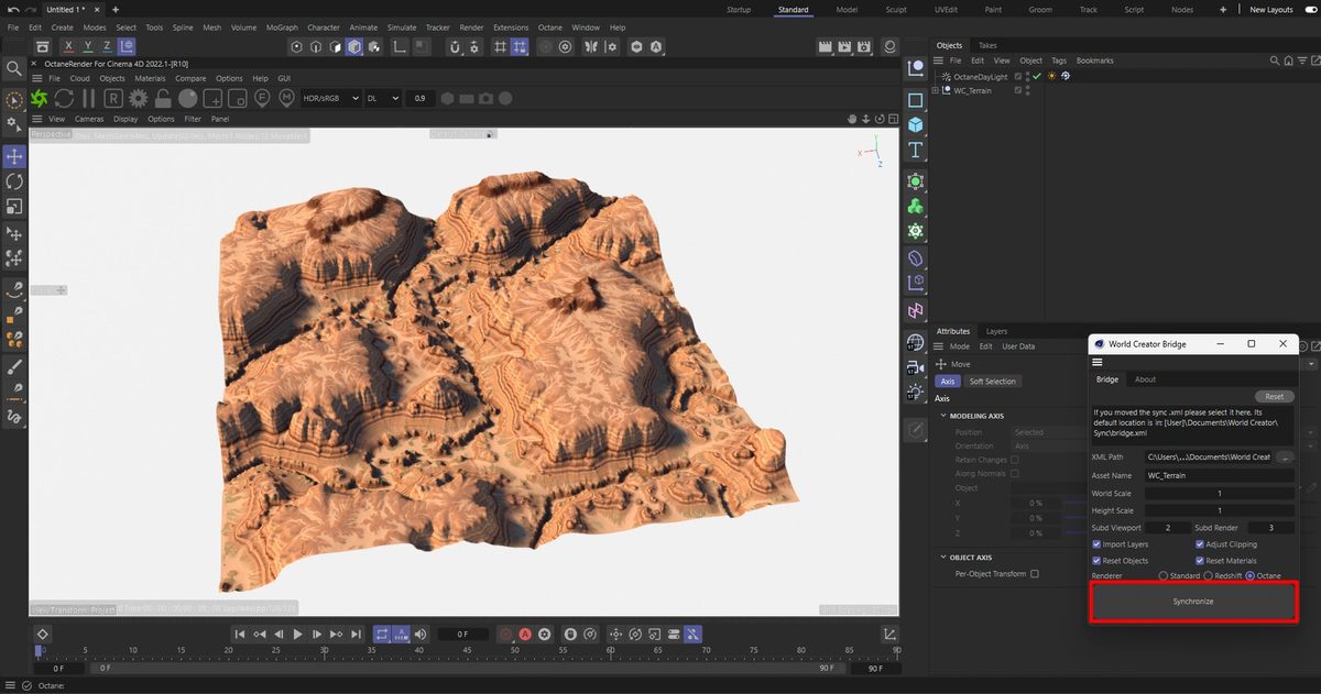 a 3d rendered terrain model with distinct contours displayed on a computer screen the software interface on the right shows material settings and plugin options highlighting technical features used in 3d modeling digital production https://docs.world-creator.com/~gitbook/image?url=https%3A%2F%2F2837684122-files.gitbook.io%2F%7E%2Ffiles%2Fv0%2Fb%2Fgitbook-x-prod.appspot.com%2Fo%2Fspaces%252FM6zsxw2jbMYEZbKqEwpa%252Fuploads%252Fp5ByUd7eA9mh88e2FZcc%252Fwalkthrough_bridge_export_02.webp%3Falt%3Dmedia%26token%3D232245de-0157-4ef9-8e3f-dc65224709c3&width=400&dpr=3&quality=100&sign=1402b780&sv=2
