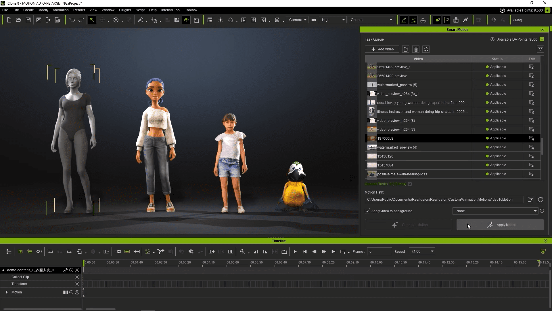three character models standing side by side in a 3d design software interface the first model is a stylized female figure followed by a young girl wearing casual clothes and a cartoonish penguin character on the right the softwares timeline and settings panel are visible at the bottom digital production Three character models standing side by side in a 3D design software interface. The first model is a stylized female figure, followed by a young girl wearing casual clothes, and a cartoonish penguin character on the right. The software's timeline and settings panel are visible at the bottom.