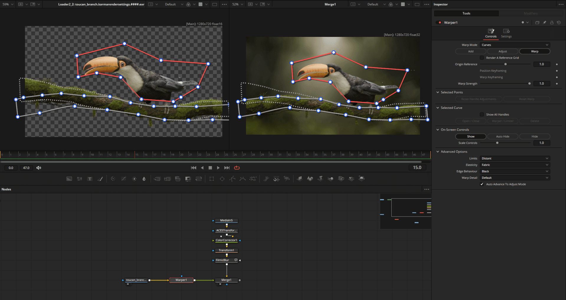 image editing software interface showing a toucan and a masking tool digital production Image editing software interface showing a toucan and a masking tool.