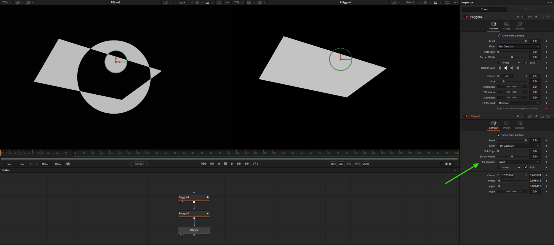 two shapes in a visual effects software interface digital production Two shapes in a visual effects software interface