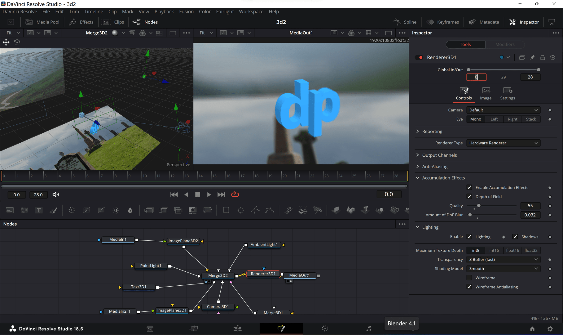 schärfentiefe digital production Depth of Field in DaVincis Renderer – es ist möglich, mit der Schärfentiefe einer Kamera zu arbeiten. Schneller geht es mit einem Blur-Filter. DaVinci bietet viele Filter für Unschärfe-Effekte – u.a.: Gaussian Blur – die „normale“ Unschärfe; Box Blur – Unschärfe basierend auf der durchschnittlichen Farbe benachbarter Pixel – bei hohen Radiuswerten entstehen deutliche Rechtecke im Bild – wirkt weniger künstlich als „Gaussian Blur“. Defocus – Tiefenunschärfe mit Bokeh-Effekten; Lens Blur – noch realistischere Effekte, aber längere Renderzeiten