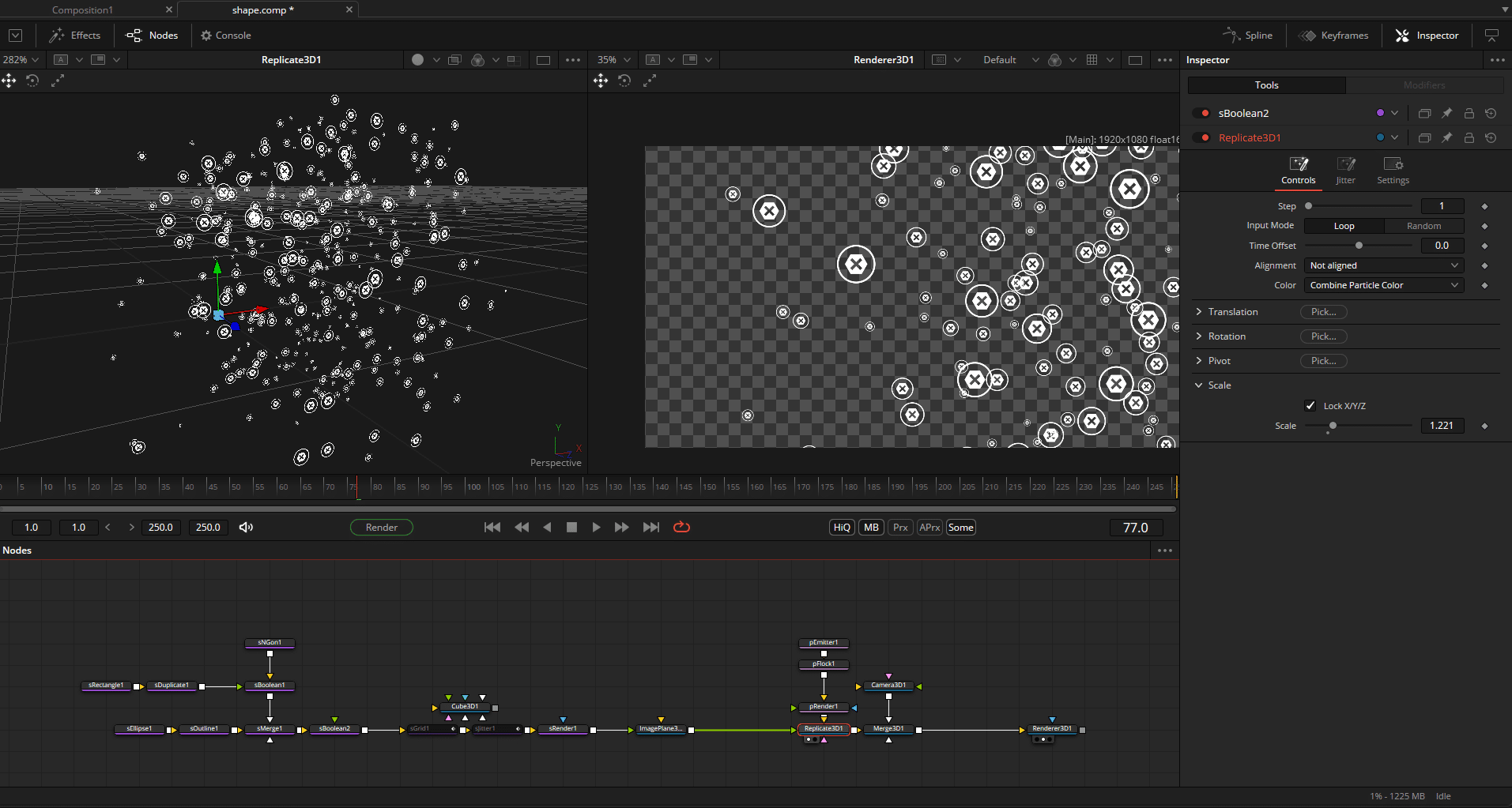 3d particle animation workspace in software digital production 3D particle animation workspace in software