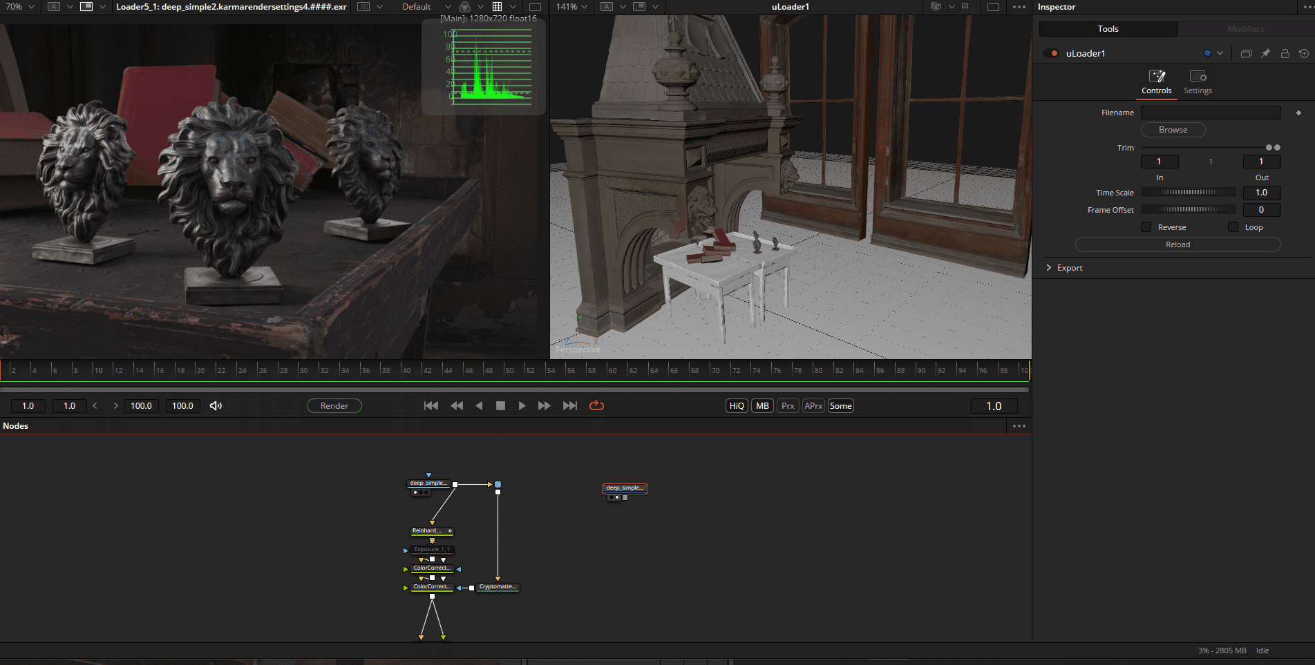 3d rendering software interface with objects and settings visible digital production 3D rendering software interface with objects and settings visible