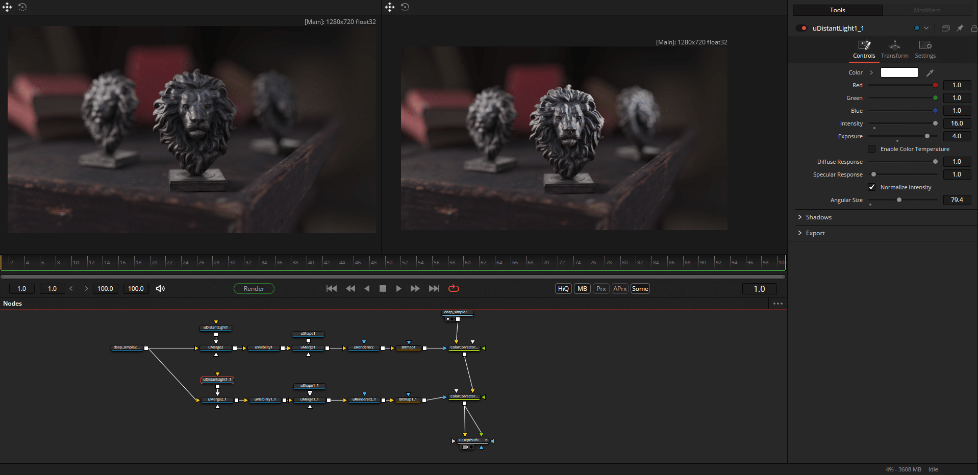 two lion statue models displayed on a desk in a visualization software interface digital production Two lion statue models displayed on a desk in a visualization software interface.